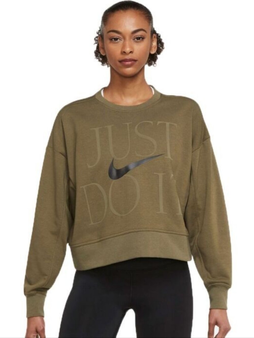 Nike Olive Crewneck Sweatshirt with Black Swoosh
